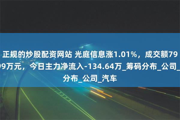 正规的炒股配资网站 光庭信息涨1.01%，成交额7940.99万元，今日主力净流入-134.64万_筹码分布_公司_汽车