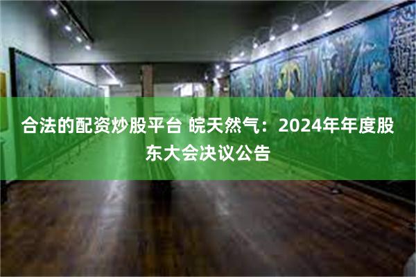 合法的配资炒股平台 皖天然气：2024年年度股东大会决议公告